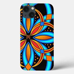 mandala laranja azul de arte digital monograma