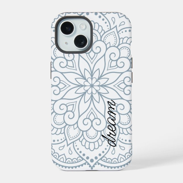 Mandala Moderna Azul Poeira Script (Verso)