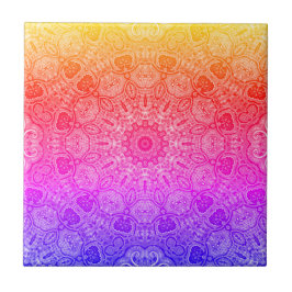 Mandala Motivo Kaleidoscópico Rosa Neon Amarelo Az