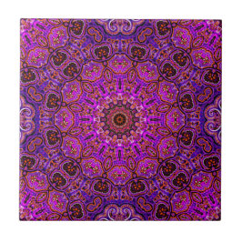Mandala Motivo Kaleidoscópico Rosa Quente
