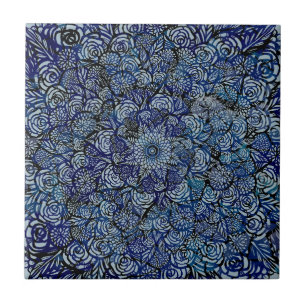Mandala Nature Floral Ousado Geometria Floral Azul