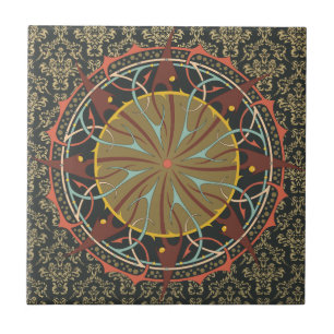 Mandala no damask Boho Bohemian Retro