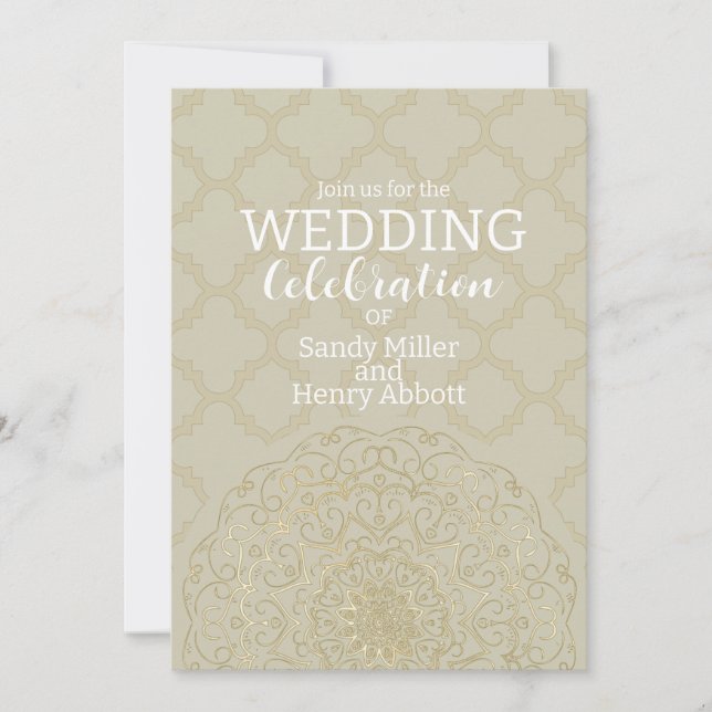 Mandala Oriental - Cartão de Convite para Casament (Frente)