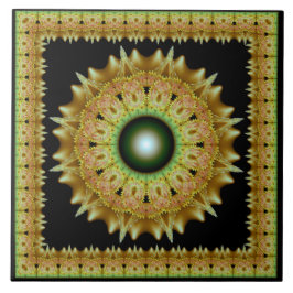 mandala ornamento fractal dourado