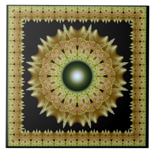 mandala ornamento fractal dourado (Frente)