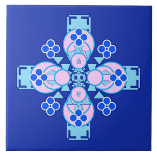Mandala - orquídea, azul e cobalto