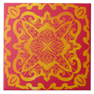 mandala, ouro, barroco, azulejo elegante