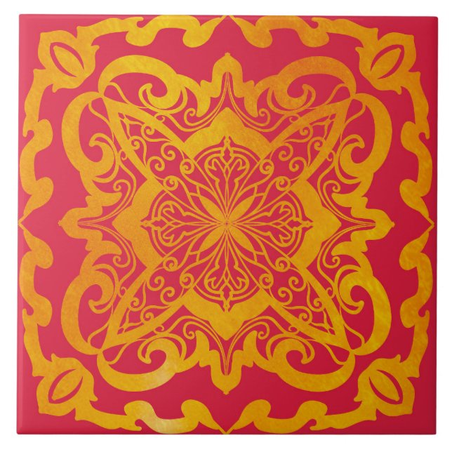 mandala, ouro, barroco, azulejo elegante (Frente)