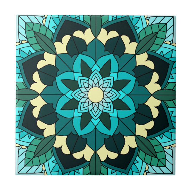 Mandala Padrão 02 em aqua (Frente)