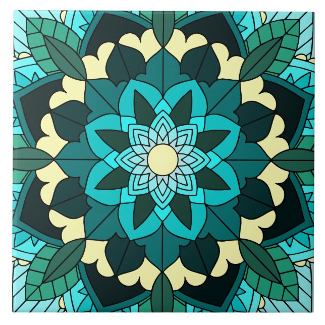 Mandala Padrão 02 em aqua (Frente)