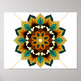 Mandala Padrão 02 em Poster amarelo e tan