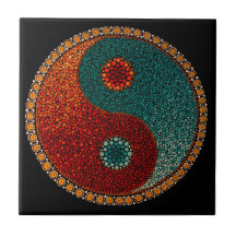 Mandala pintado mão de Yin Yang