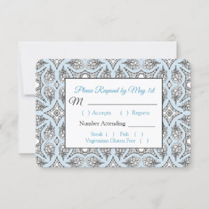 Mandala preta e azul que Wedding o cartão de RSVP