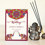 Mandala rangoli elefante indiano convite para o ca<br><div class="desc">Mandala rangoli cerise maroon elefante indiano convite para o casamento.</div>