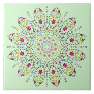 Mandala Roxa Amarela Ornamentada