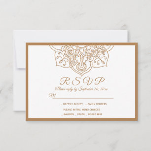 Mandala RSVP Marrom Boho Indiano Moderno Casamento