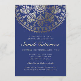 Mandala solar da folha Dourado dos convites de