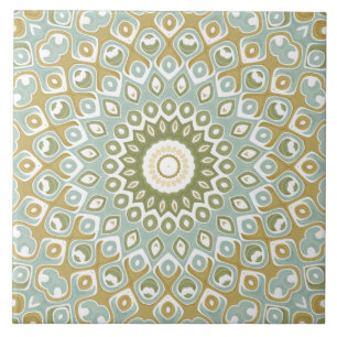 Mandala Terroso em Verde, Dourado e Azul Suave
