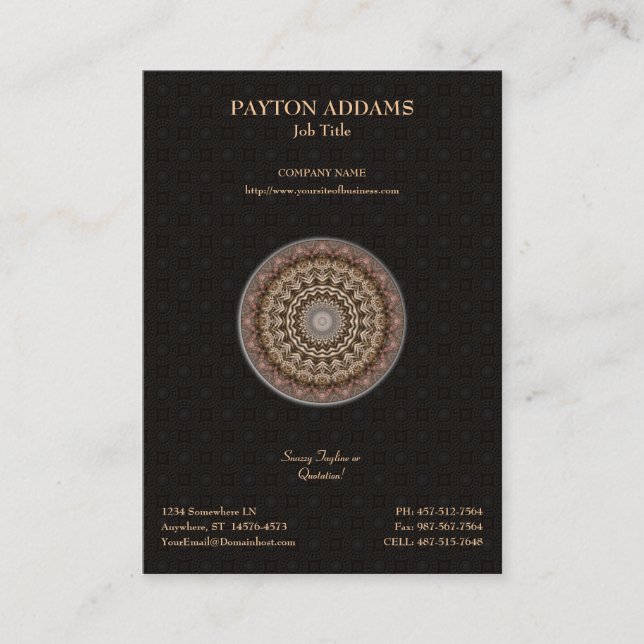 Mandala tingida chá • Cartão de visita vertical (Frente)