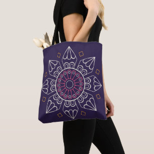 Mandala Tote Bag - Geométrico Roxo Boho
