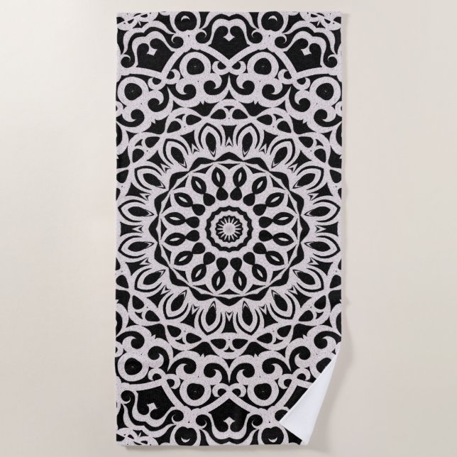 Mandala tribal G385 de toalha de praia (Frente)