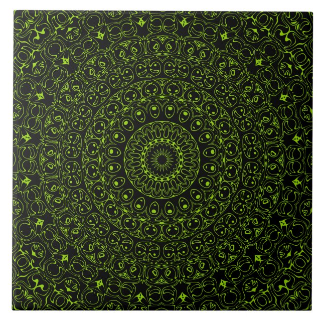 Mandala Verde Chartreuse com Simetria Negrito (Frente)