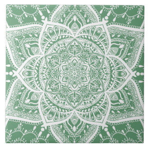 Mandala Verde e Branca - Loergann em Sage
