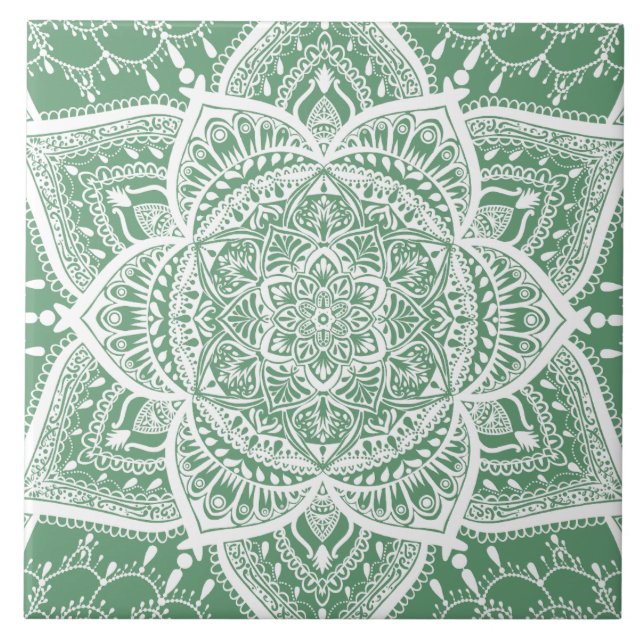 Mandala Verde e Branca - Loergann em Sage (Frente)