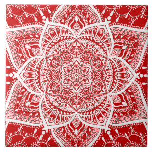 Mandala Vermelha e Branca - Loergann em Cereja