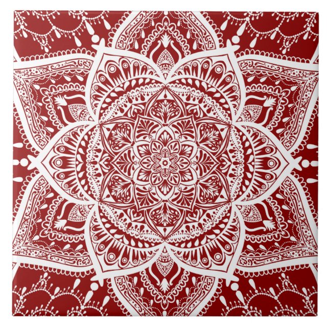 Mandala vermelha e branca - Loergann em framboesa (Frente)