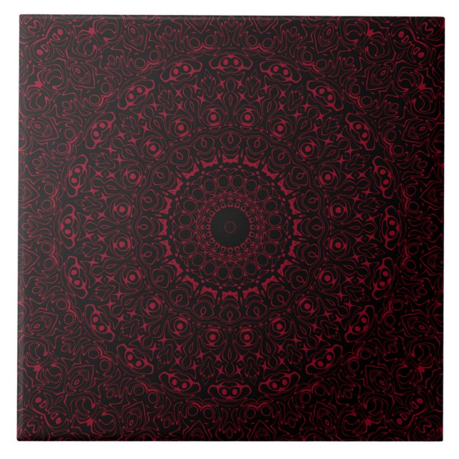 Mandalá Vermelho Borgonha com Simetria Ornamental (Frente)
