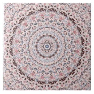 Mandala Vintage em Rosa, Marrom e Azul
