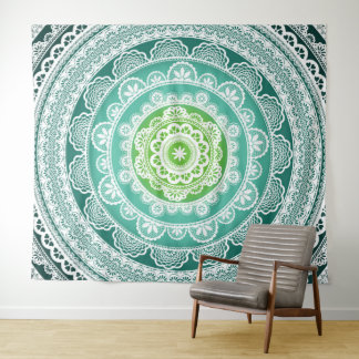 Mandala Wall Tapeçaria Verde Teto Azul