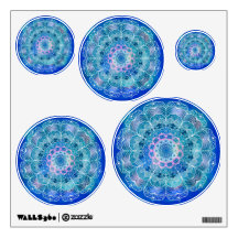 Mandala White Outline Blue Watercolor -