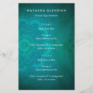 Mandala Zen Teal Turquoise Blue Yoga Flyer
