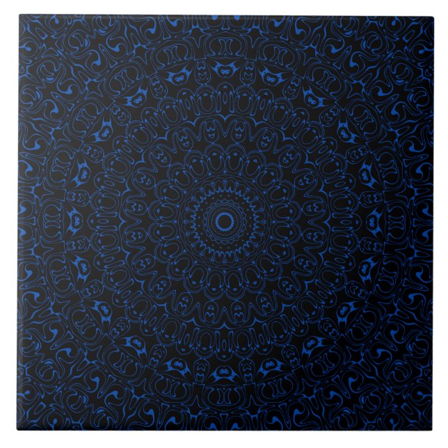 Mandalas Azul Cobalto com Simetria Intrincada (Frente)