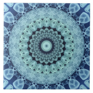 Mandalas de Água-Viva Azul Simetria Inspirada no O