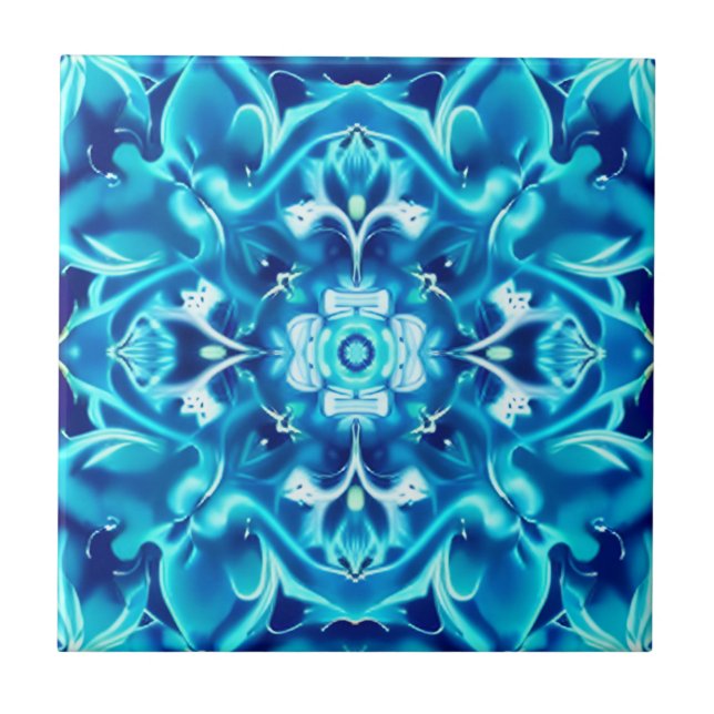 Mandalas de Flores em Aquarela em Tons de Azul Índ (Frente)