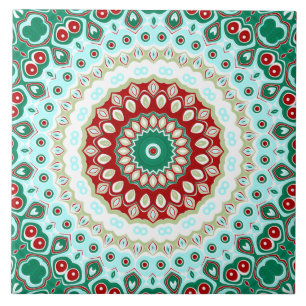 Mandalas de Natal em Vermelho, Verde e Azul Gélido