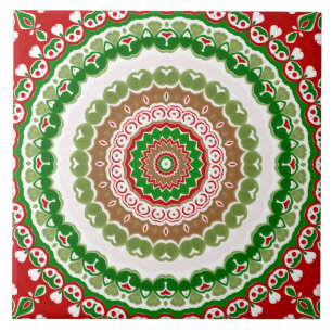 Mandalas de Natal em Vermelho, Verde e Dourado Que