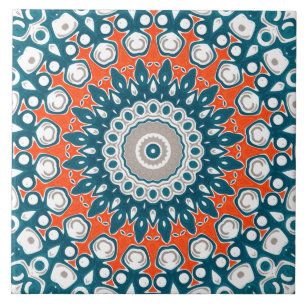 Mandalas Decorativos Azul-verde e Laranja