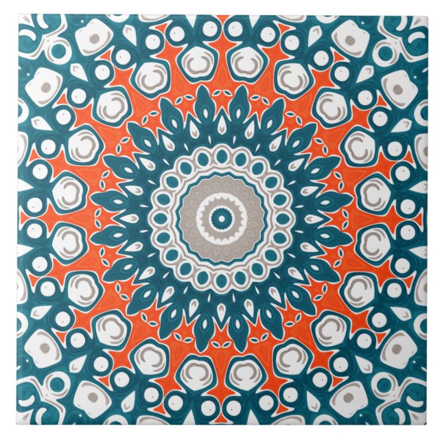 Mandalas Decorativos Azul-verde e Laranja (Frente)