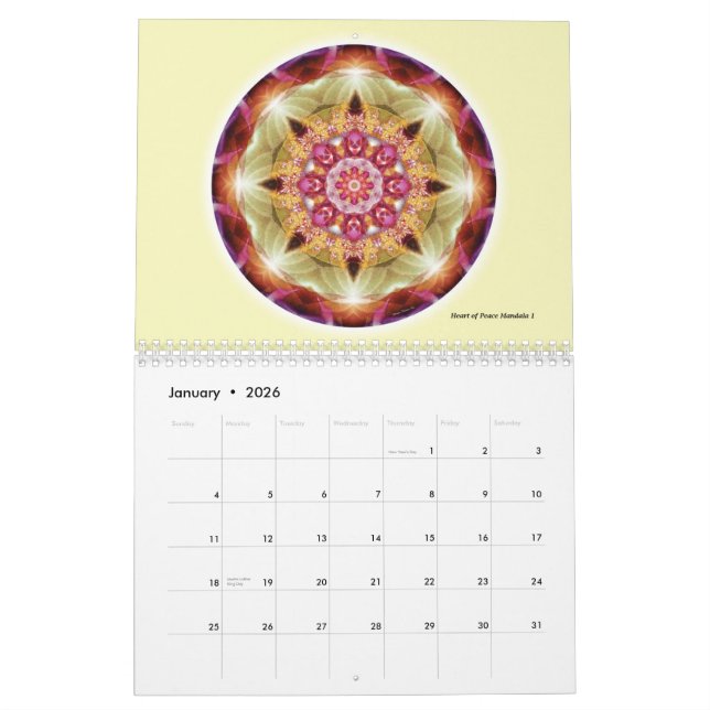 Mandalas do coração do calendário da paz 2015 (Jan 2026)