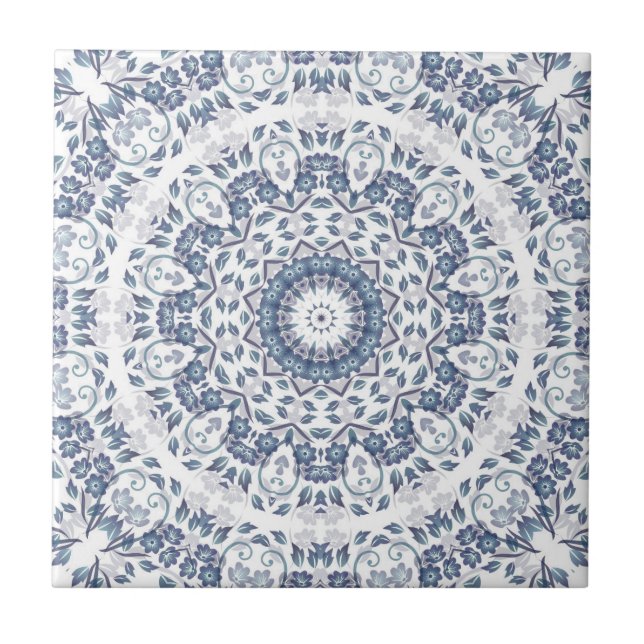 Mandalas Florais em Azul Empoeirado (Frente)