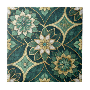 Mandalas Florais Esmeralda e Dourado - Ornamental
