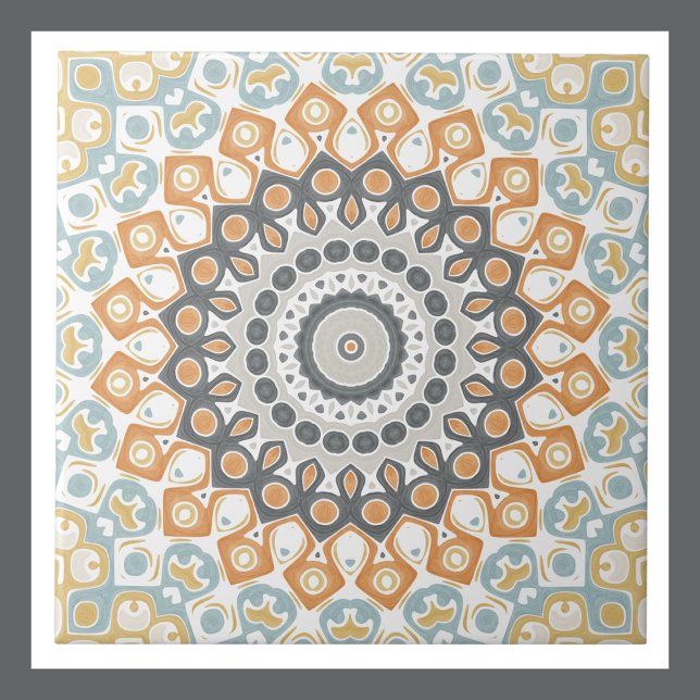 Mandalas Geométricas em Laranja, Cinza e Azul (Criador carregado)