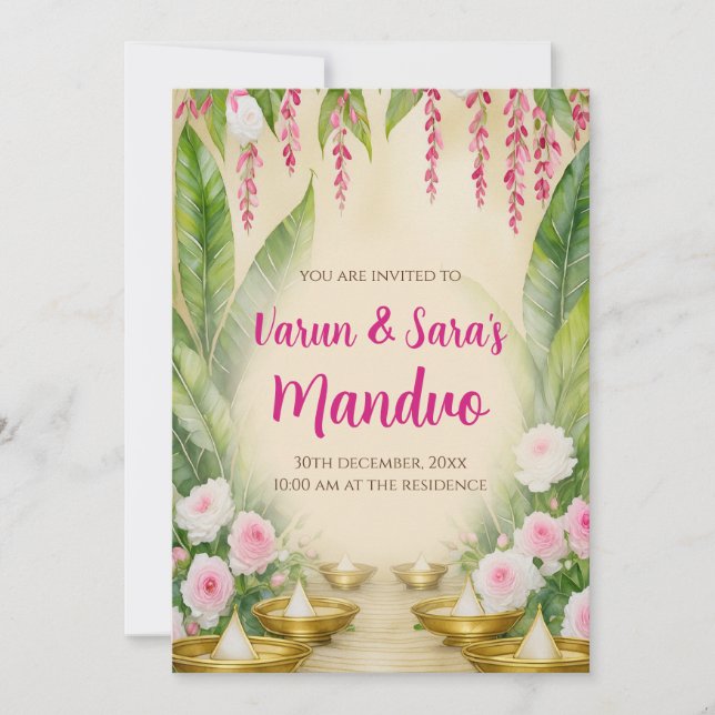 Mandap Digital Mahurat convites Mandvo (Frente)