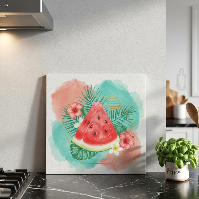 Mandarina Tropical de Melancia & Hibisco Aquarela (Criador carregado)