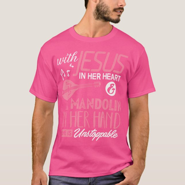Mandolin Camisa Com Jesus Em Seu Coração Mandolini (Frente)