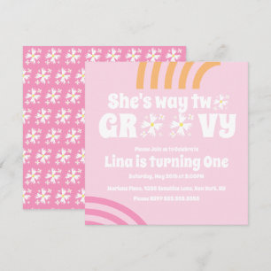 Maneira Retro Duas Groovy Daisy Flor Aniversário R
